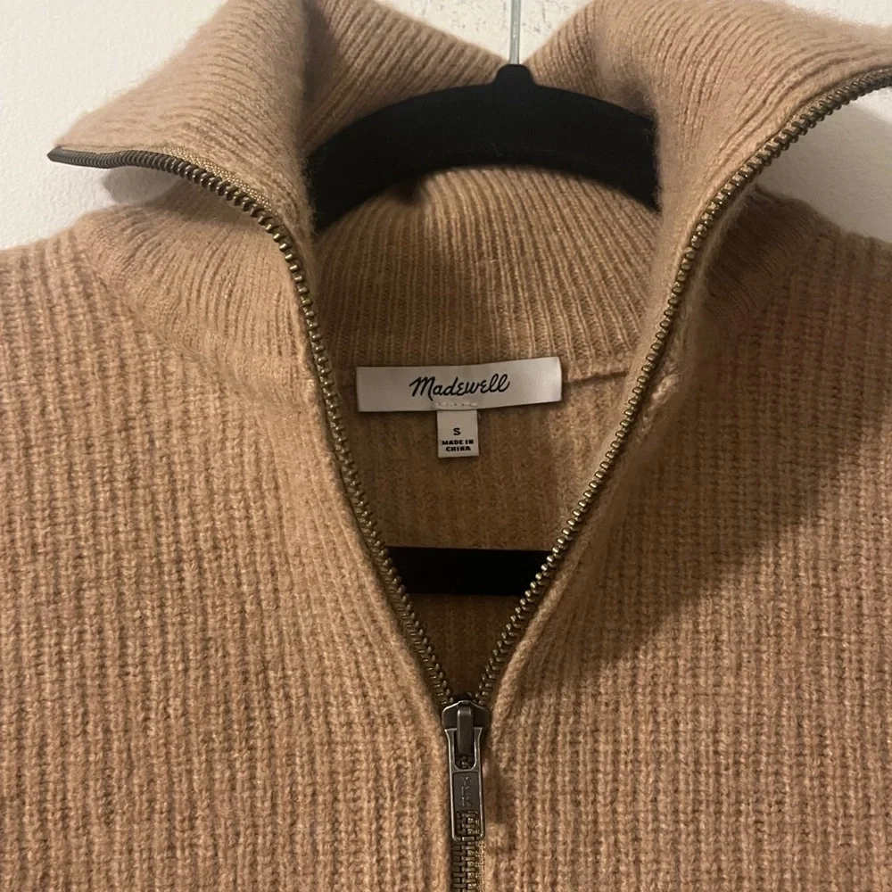 Madewell Merino Wool Blend Half Zip Sweater with Pockets Brown‎ Size Small